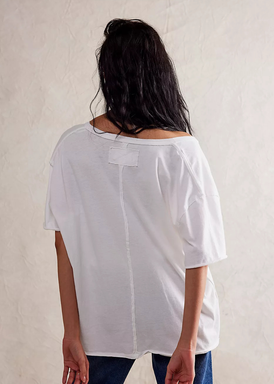 Free People Nina V Neck Tee -ivory