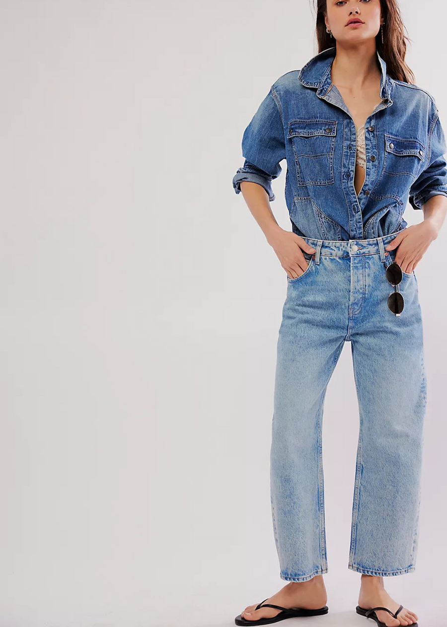 Free People Deep Trance Dropped BF Jeans