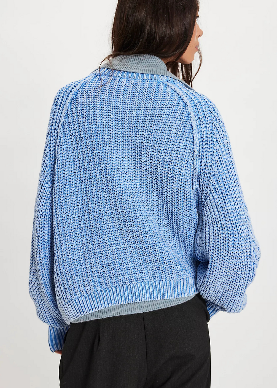 Free People Frankie Cable Knit Sweater -Della Robbia Blue