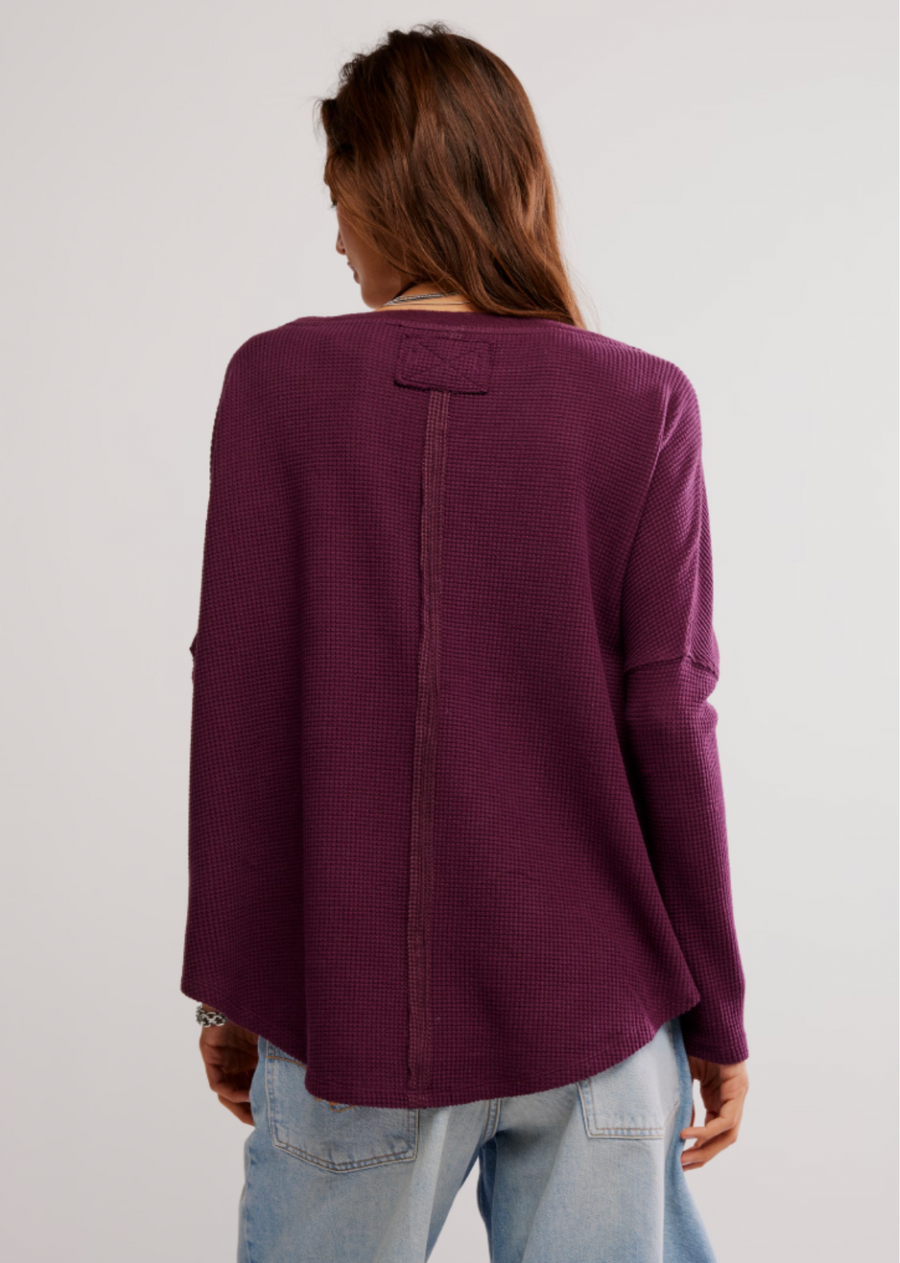 Free People Latte Blues Thermal Top