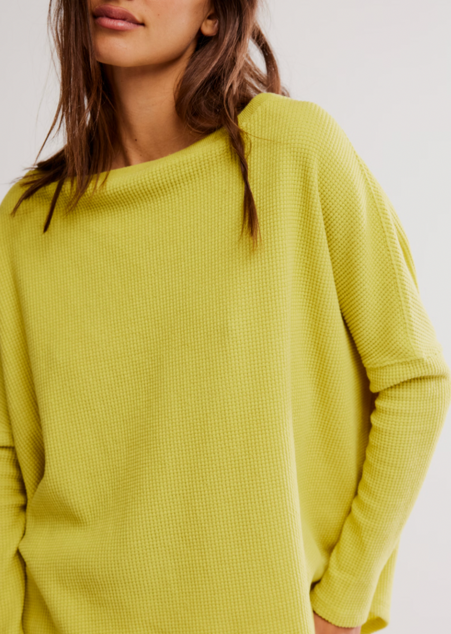 Free People Latte Blues Thermal Top