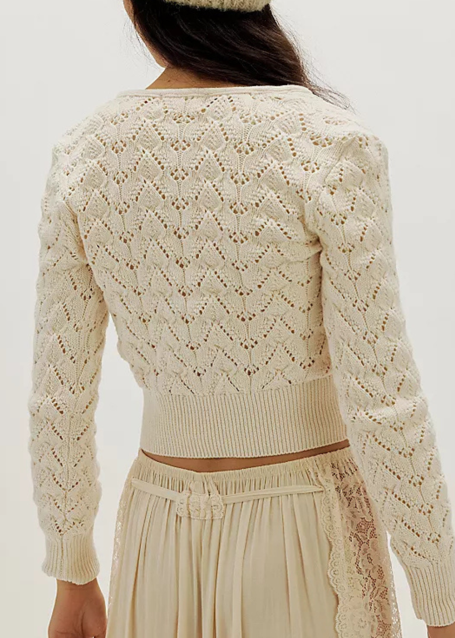 Free People Pretty In Pointelle Cardi
