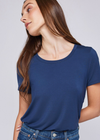 Gentle Fawn Alabama Top-Navy. The Alabama is always a best selling tee. A slightly longer body for those that would like the length featuring a tulip hemline. The Alabama fabric is light and also perfect for tucking into the waist line.&nbsp;