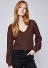 Gentle Fawn Hailey Sweater- Espresso. Made of Gentle Fawn’s favourite heathered yarn, the Hailey sweater is effortlessly cool. The sweater features a flattering v-neckline, balloon sleeves, and pointelle stitch detailing that gives the Hailey so much charm.