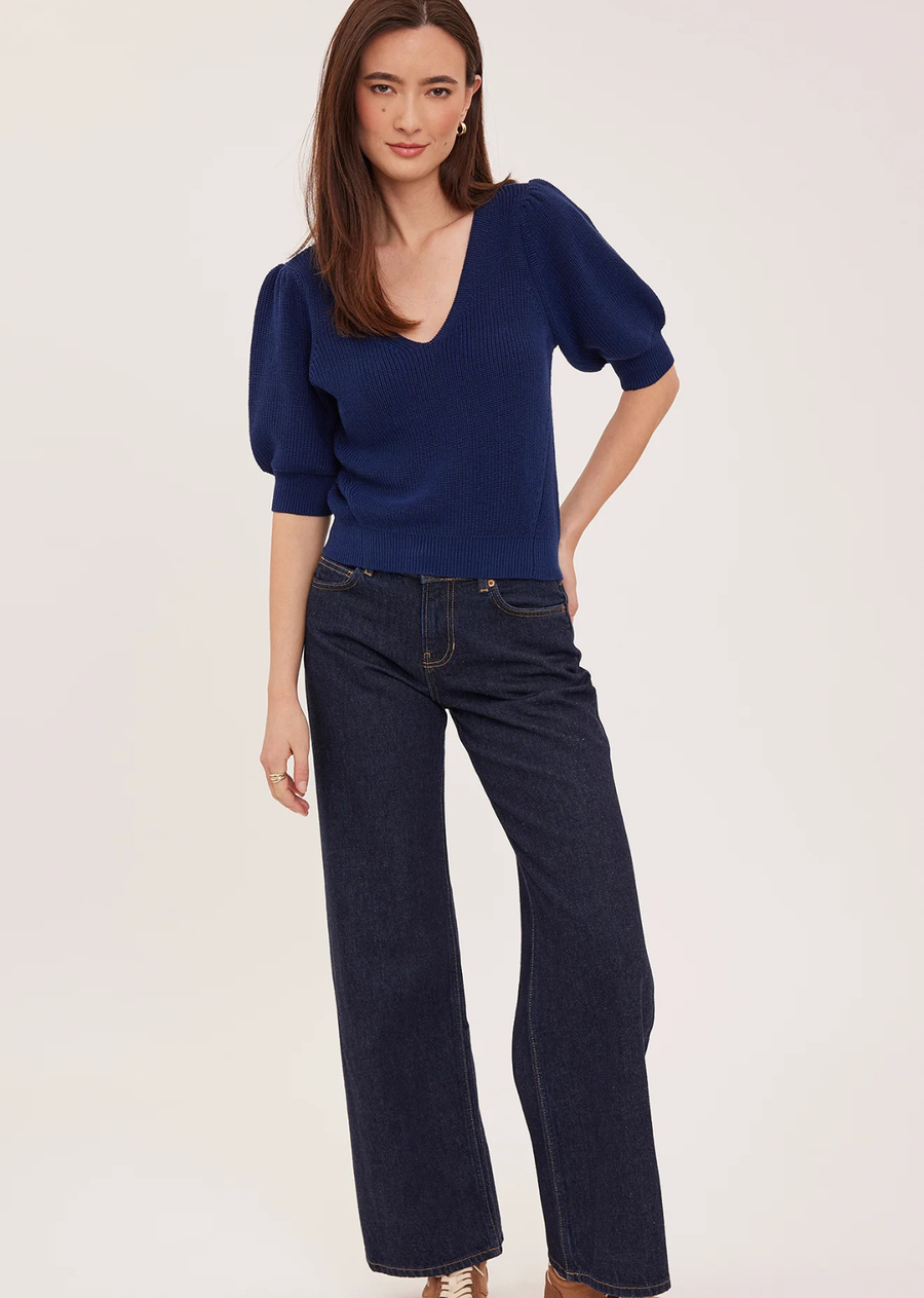 Made of a super soft yarn, the Phoebe sweater features a v-neckline and puff sleeves. It’s effortlessly feminine and perfect for everyday wear.