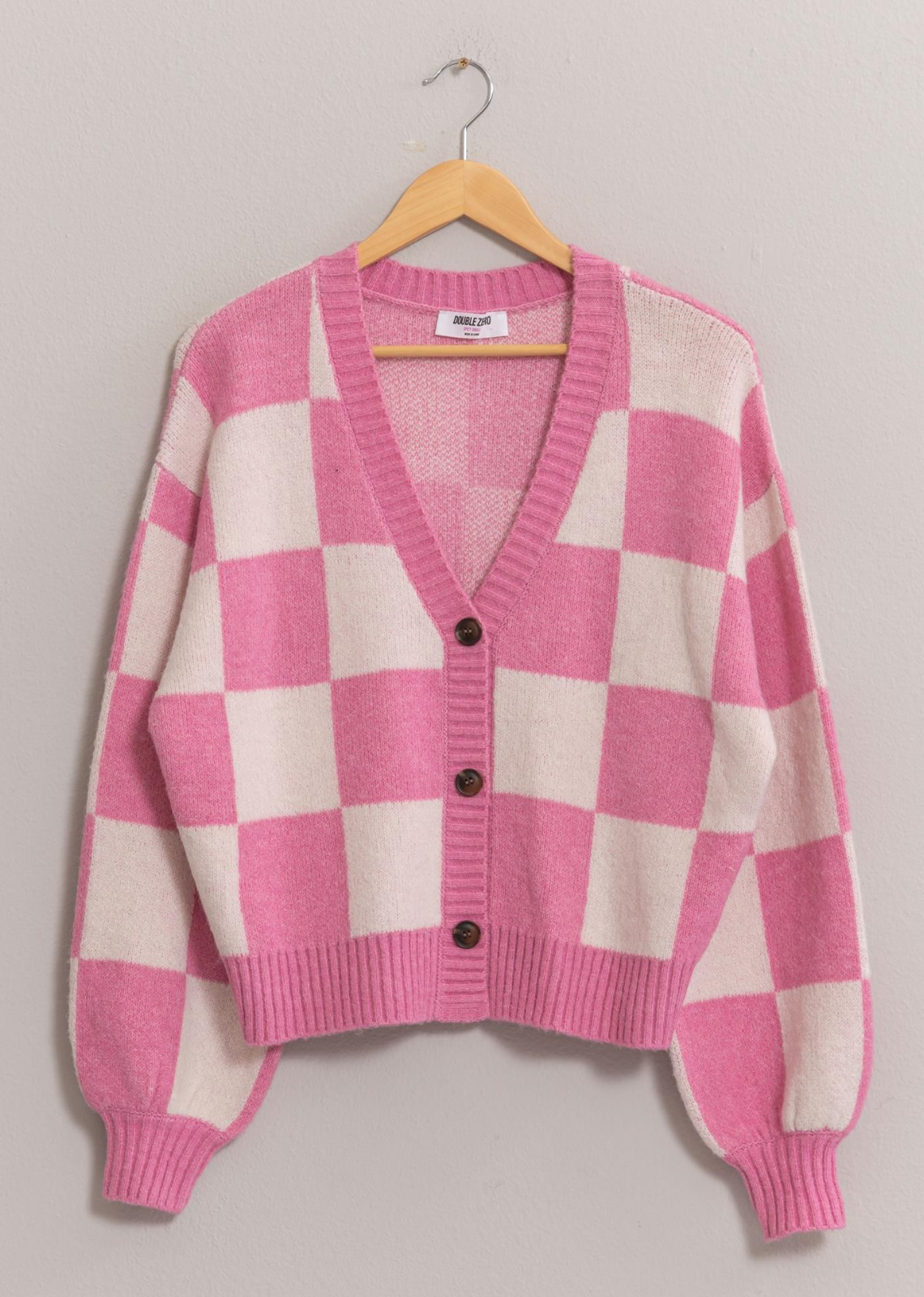 Pink And White Checkered Sweater Fuzzy Noticed In Neon Checkered