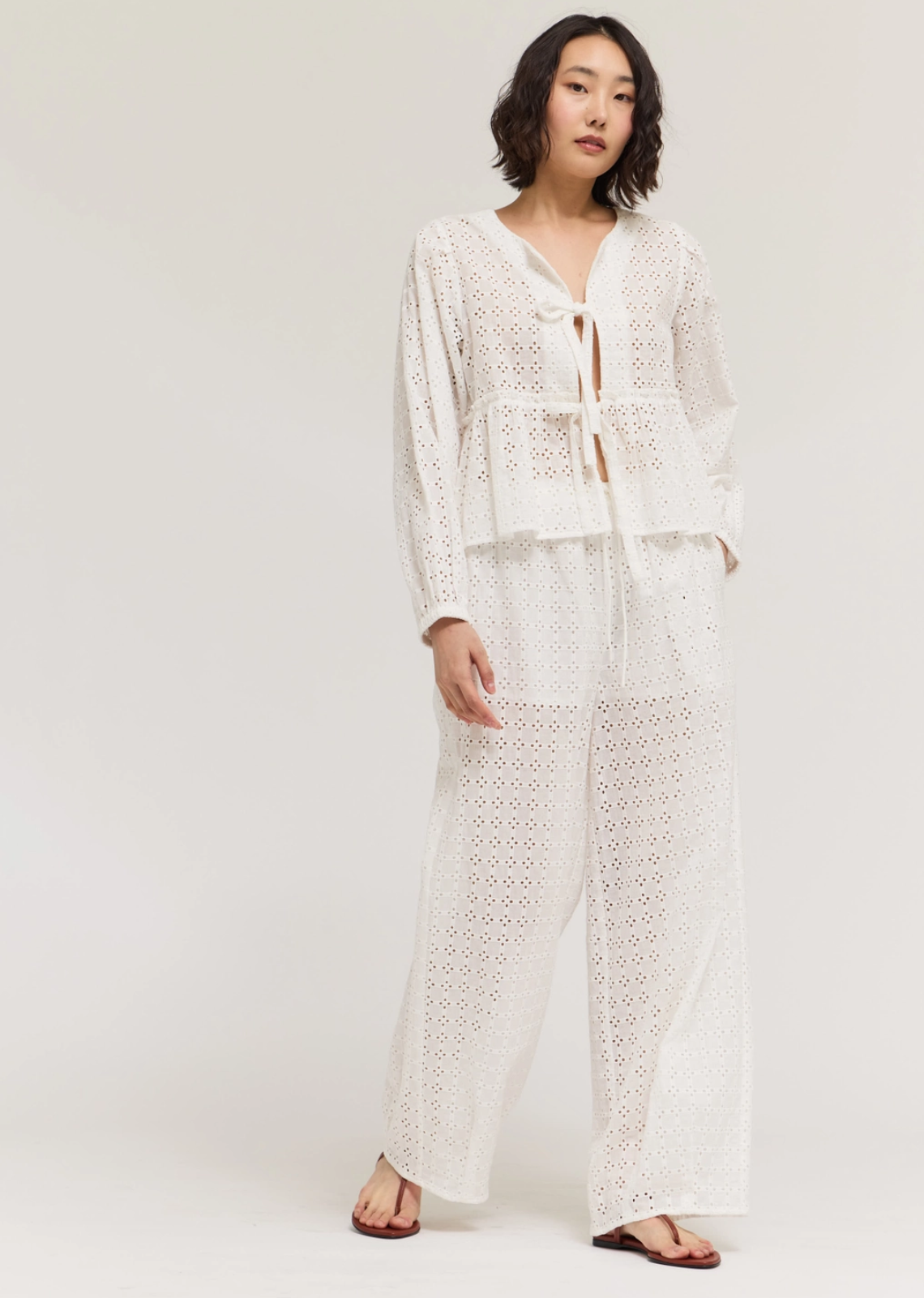 The Sasha Eyelet Tie Blouse