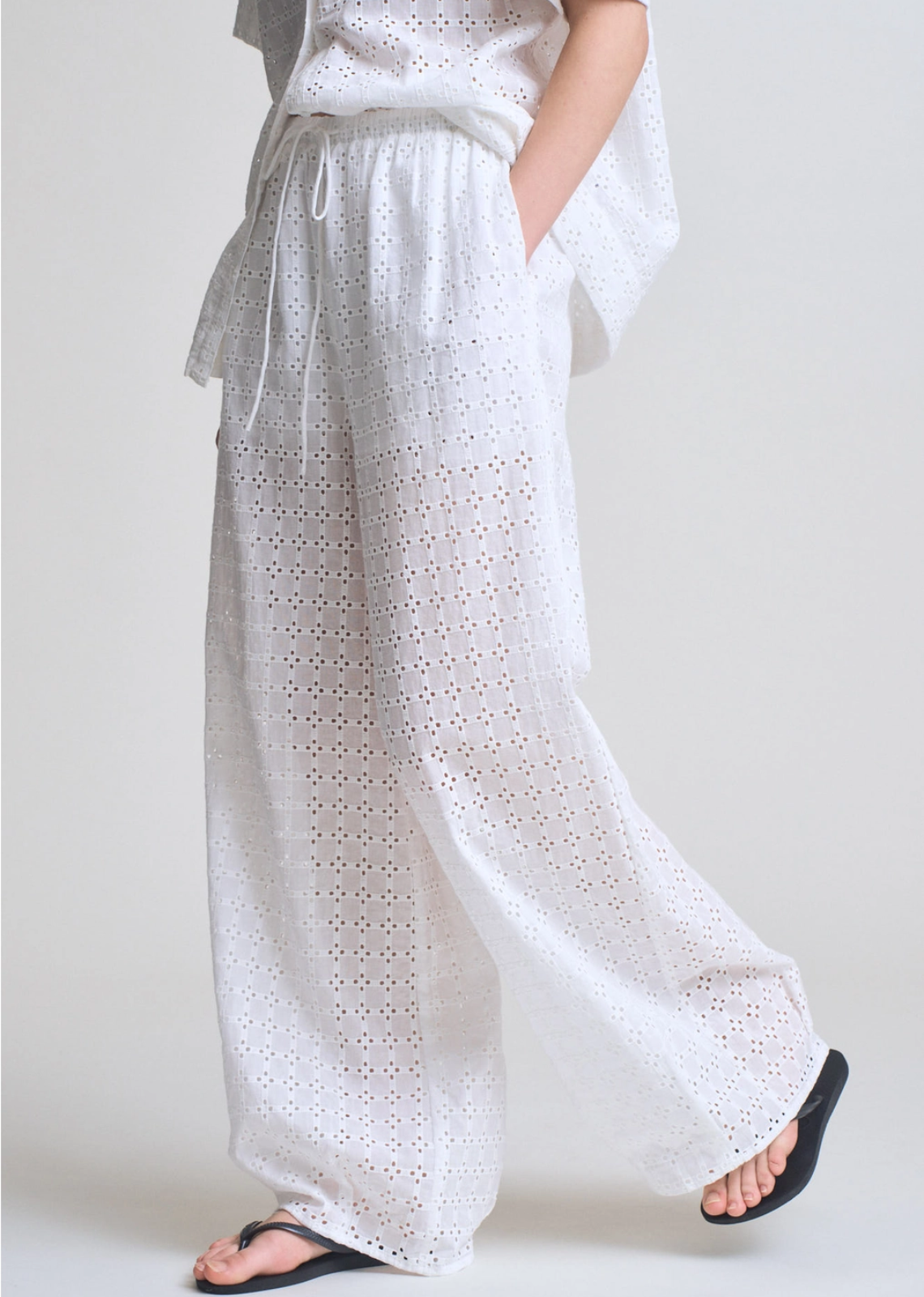Sasha Relaxed Fit Eyelet Pants