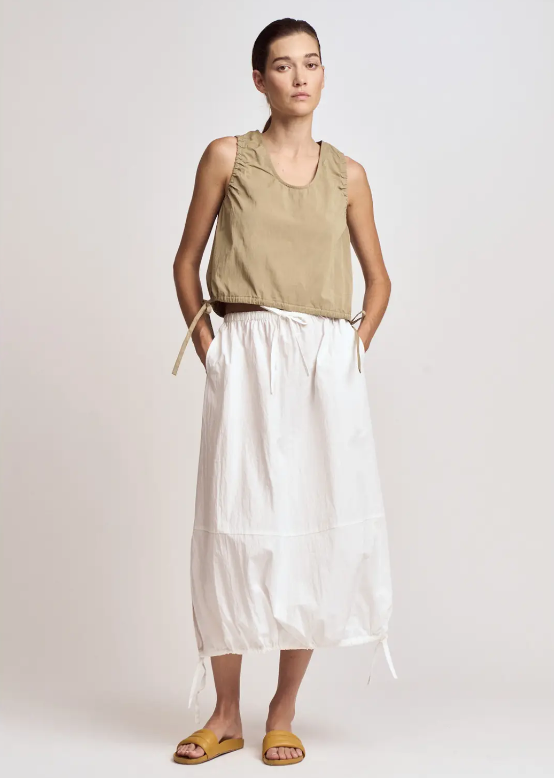 The Rero Gathered Skirt-Off White
