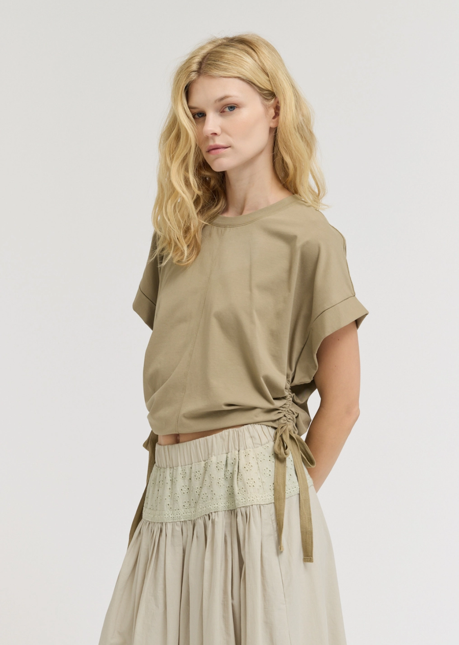 Tamara Side Scrunch Tee - Dry Sage