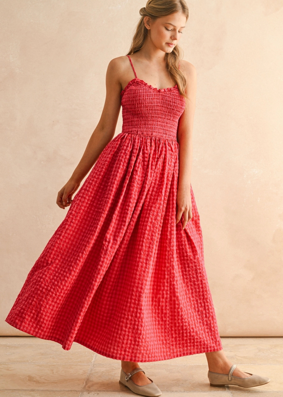 Hannah Gingham Print Dress