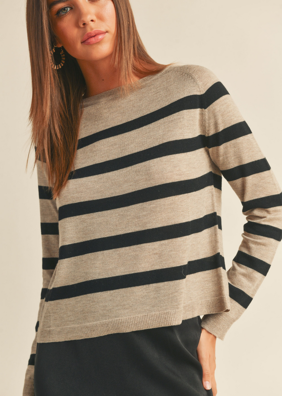 Heather Striped Crewneck Sweater