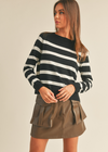 Heather Striped Crewneck Sweater