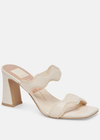 Dolce Vita Ilvia Heels- Creme Embossed Leather. ILVA is the center of attention. A sculptural heel and scalloped straps make this the perfect party style. Choose from sophisticated suede hues or opt for statement-making leather.