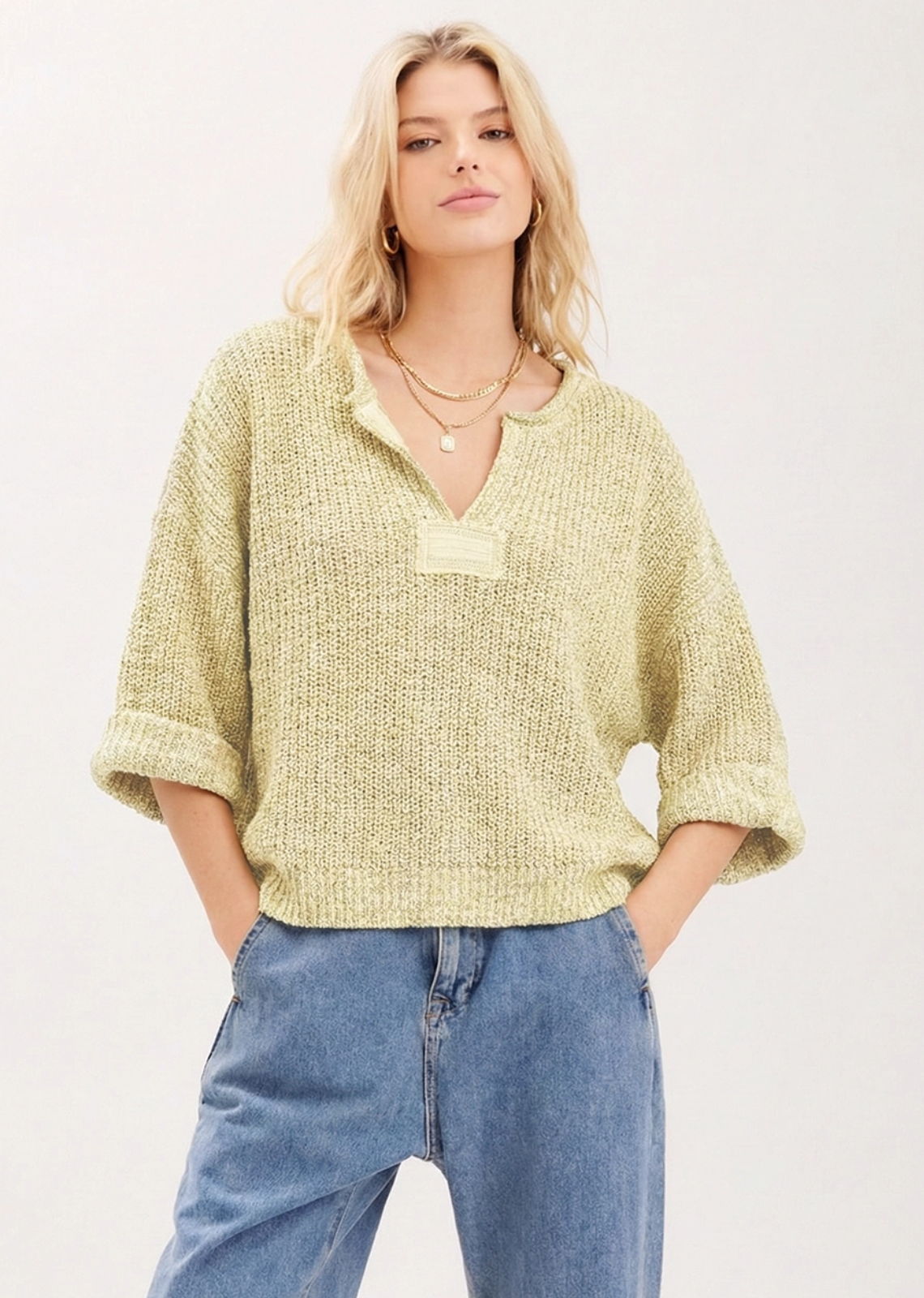 Lora Chunky Crop Sweater - Yellow