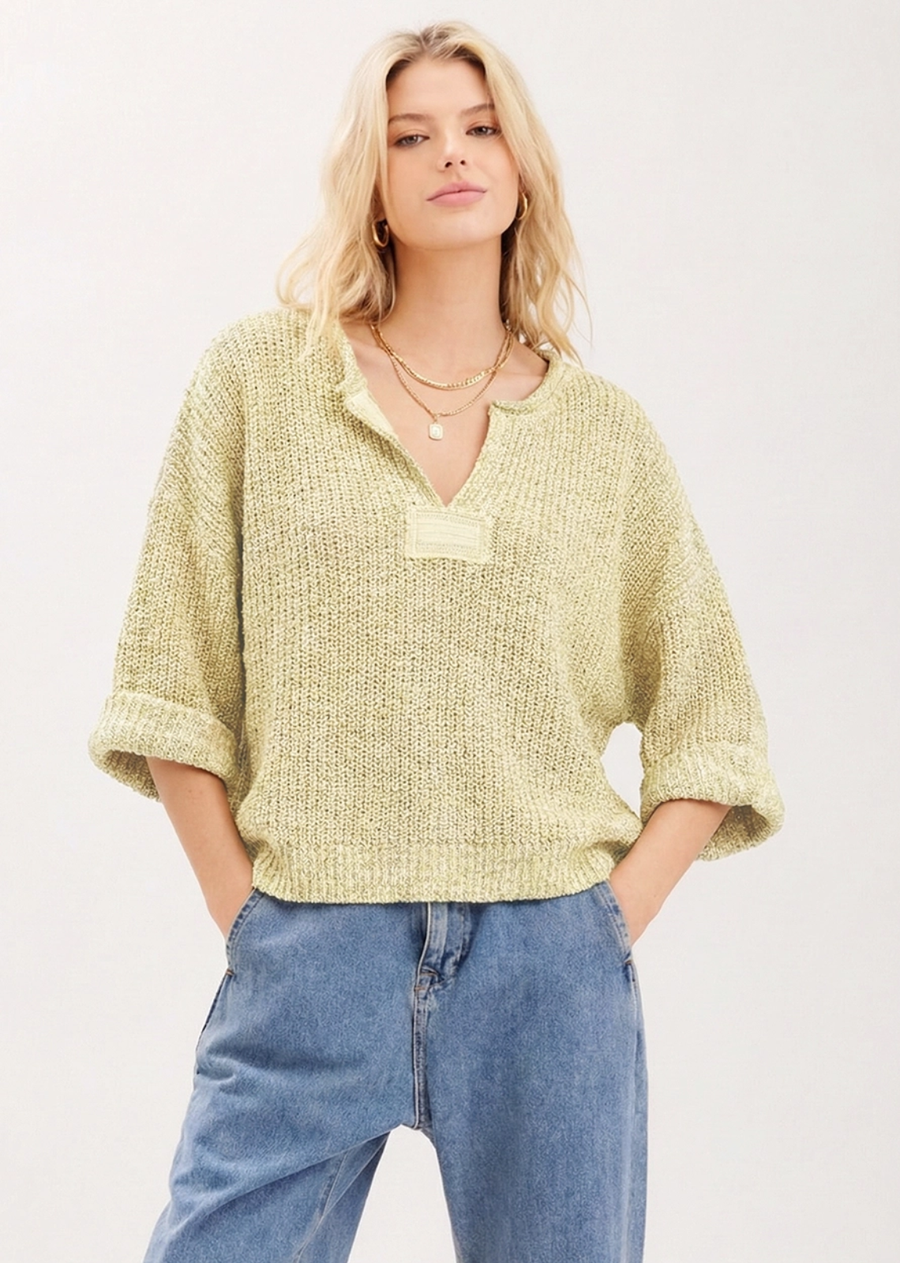 Lora Chunky Crop Sweater - Yellow