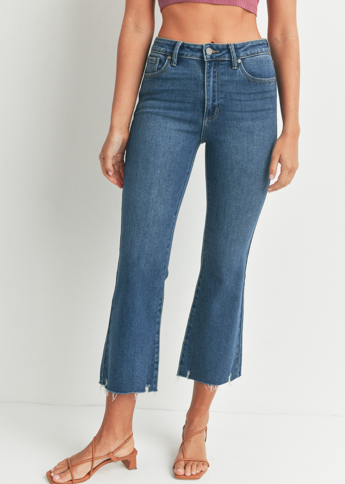 Black cropped flares discount