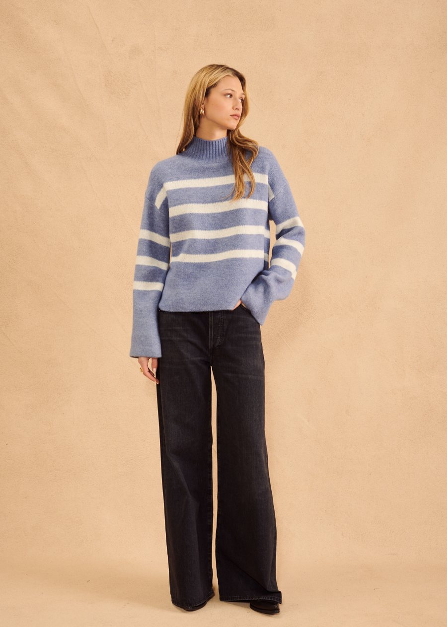 John & Jenn Everette Sweater.EVERETT mock neck is crafted in a lightweight yarn featuring a tight linked stitch, relaxed silhouette and rib neck, cuff and hem.&nbsp;