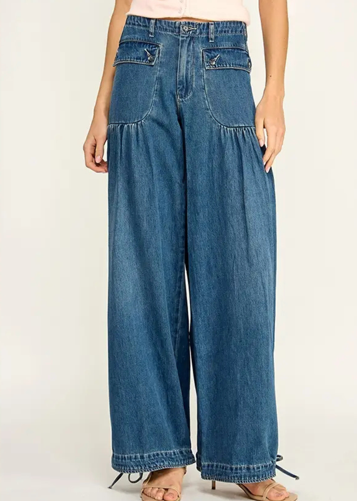 Juniper Lotus Balloon Jean - Denim Blue - Denise Boutique