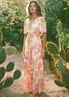 Z Supply Kat Golden Hour Floral Maxi Dress. Get into a tropical state of mind with this new floral flutter sleeve midi. The deep v-neckline and elastic at the waistband make this maxi dress flirty and fun to wear.