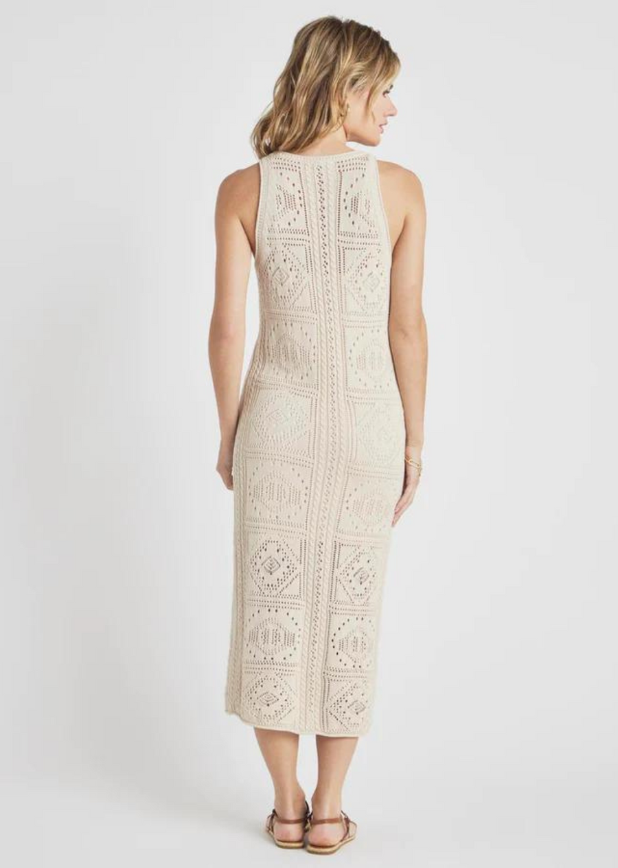 Splendid Kimi Crochet Tank Dress.Inspired by our Kimi Crochet Dress, this high neck tank version is a springtime staple. It's made with a stunning crochet pattern with cable detailing (complete with a mini slip underneath) that can be dressed up or down.