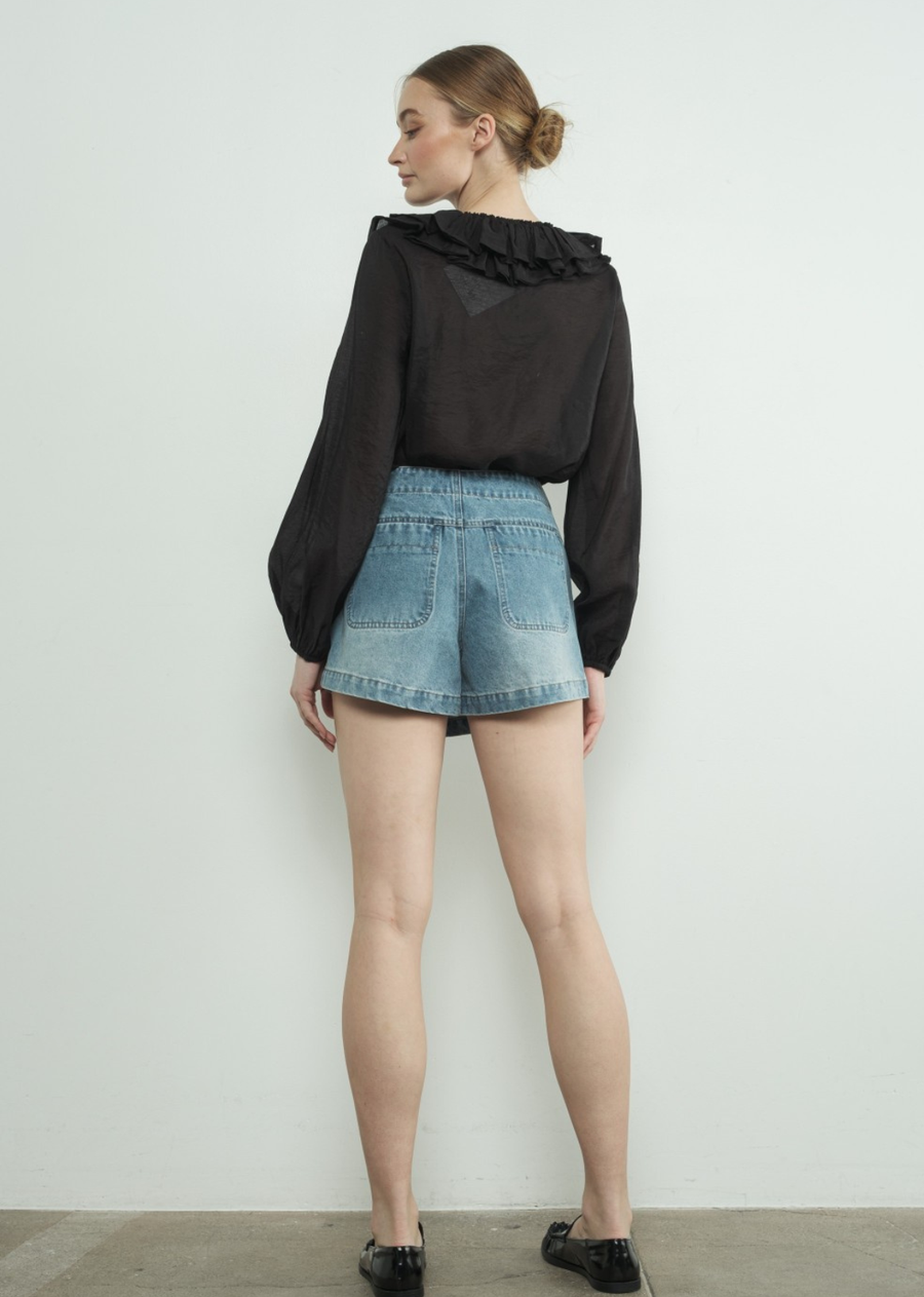 Kira Ruffle V-Neck Blouse