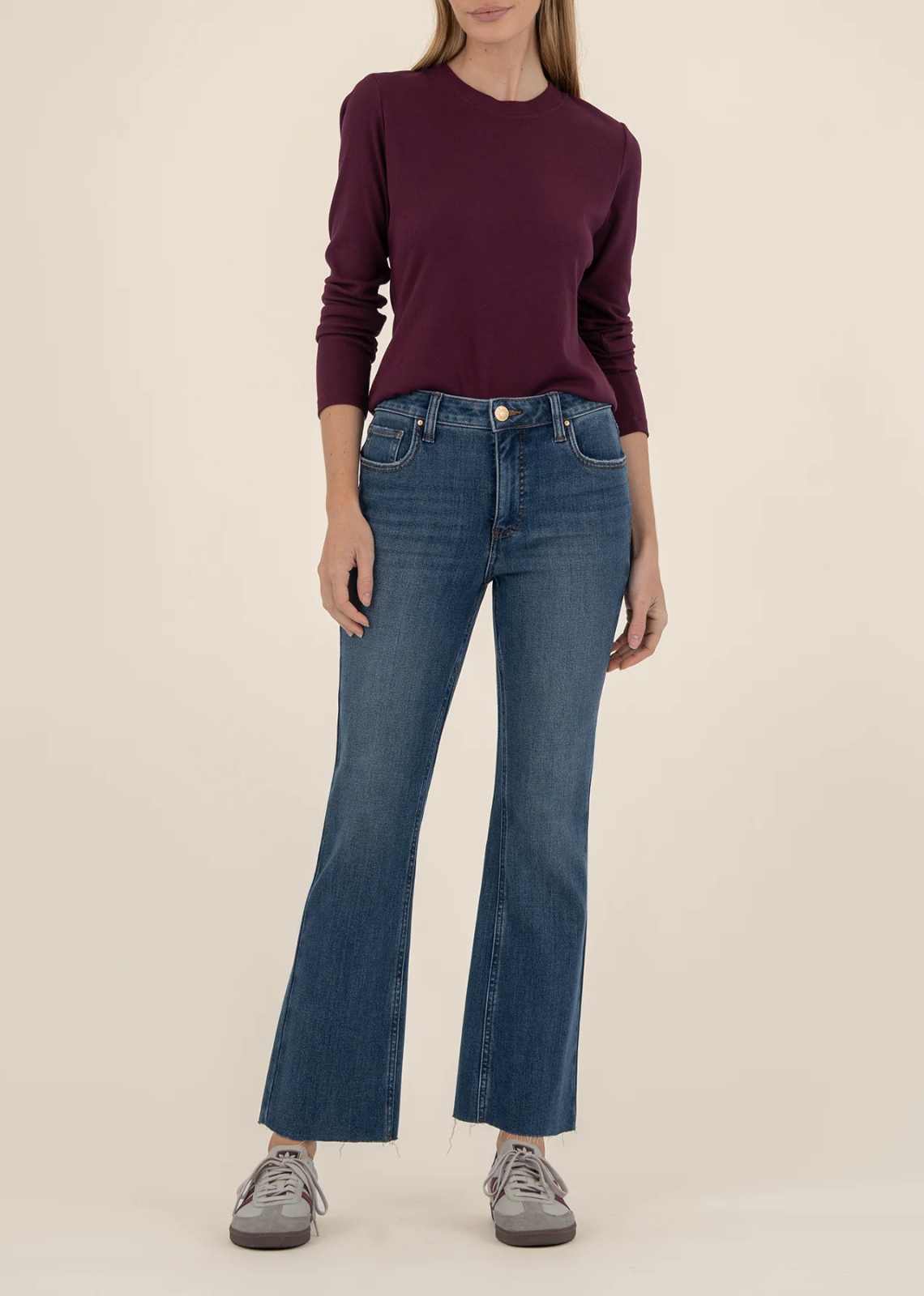 Kut From The Kloth Kelsey HR Ankle Flare Raw Hem- Chivalrous