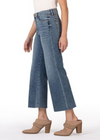 Kut From The Kloth Meg HR Wide Leg Jean- Gripping. Rock a throwback look in these KUT from the Kloth Meg High Rise in Gripping Wash. These high-rise wide-leg jeans feature raw hems and Fab Ab front pockets that comfortably shape and slenderize. Stretch Denim, zipper fly with single button.