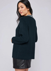 Gentle Fawn Kyla V-Neck Sweater. The Kyla sweater is made of a soft, cozy yarn. Features include a cable knit pattern and striped v-neckline for a casual feel.