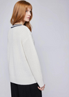 Gentle Fawn Kyla V-Neck Sweater. The Kyla sweater is made of a soft, cozy yarn. Features include a cable knit pattern and striped v-neckline for a casual feel.