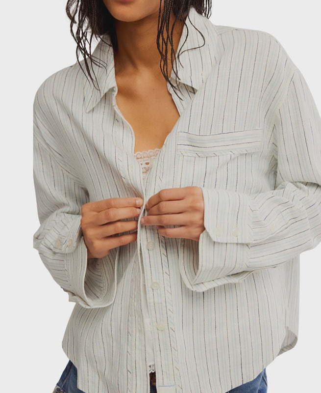 Free People Striped Linen Laurel - Ivory Combo