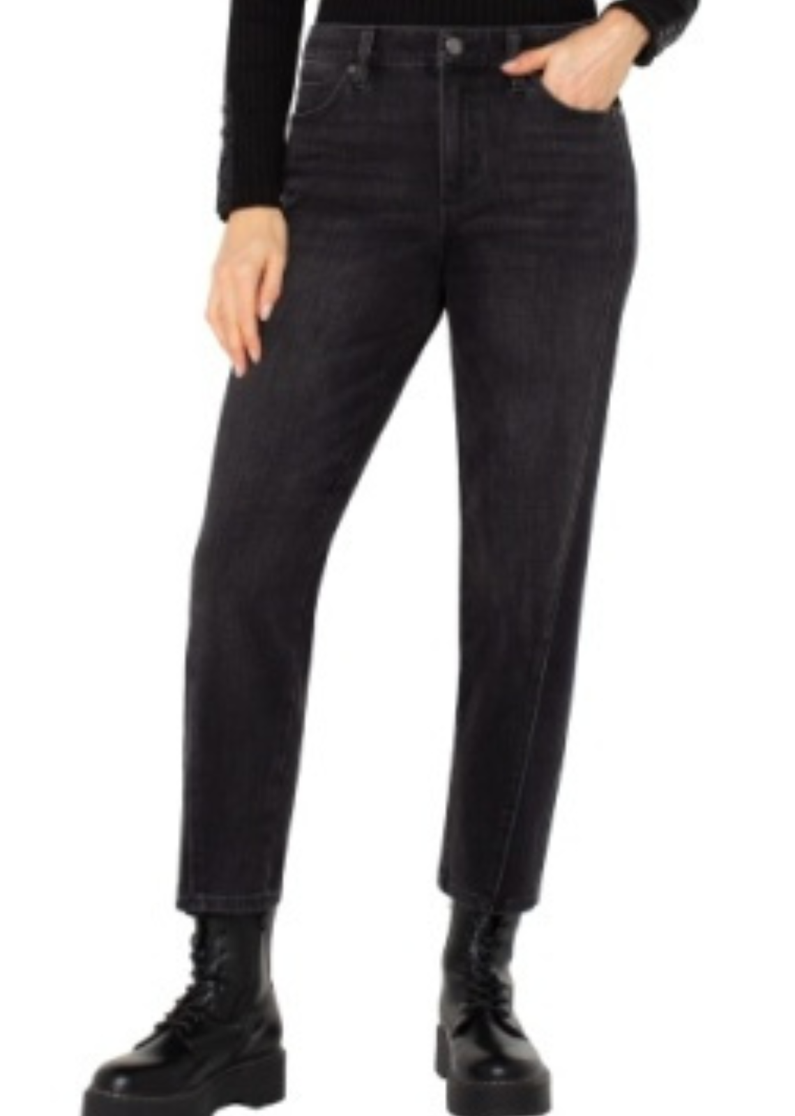 Relaxed-fit washed-black jeans with fashion seaming, a comfortable stretch blend, and a modern, lived-in finish.