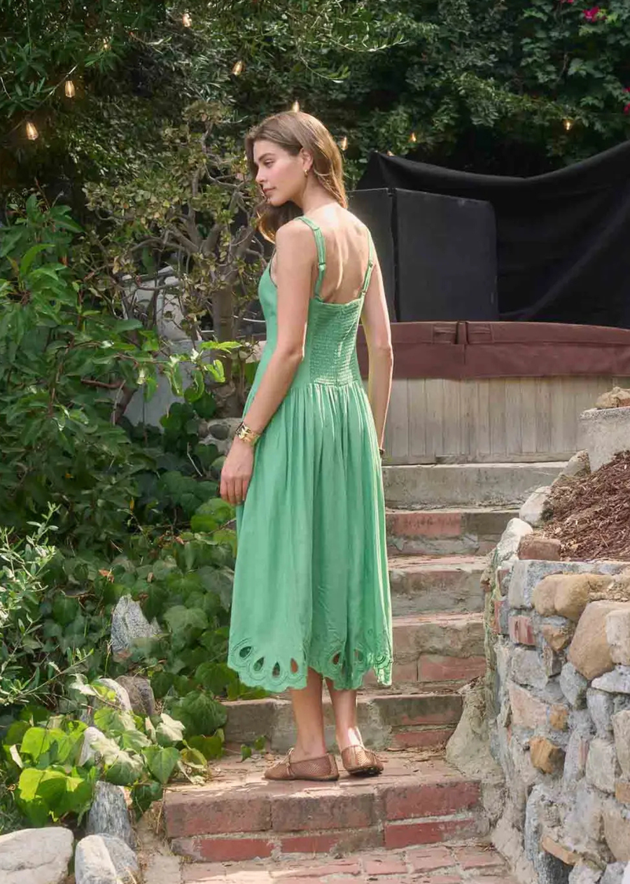 Loren Eyelet V Neck Midi Dress
