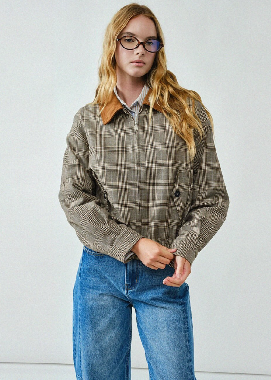 Louise Plaid Bomber Jacket