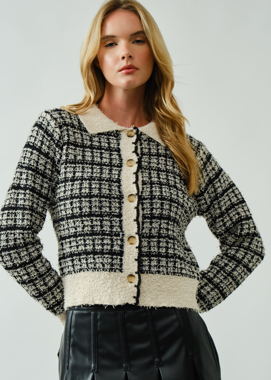 Lydia Tweed Button Down Cardigan