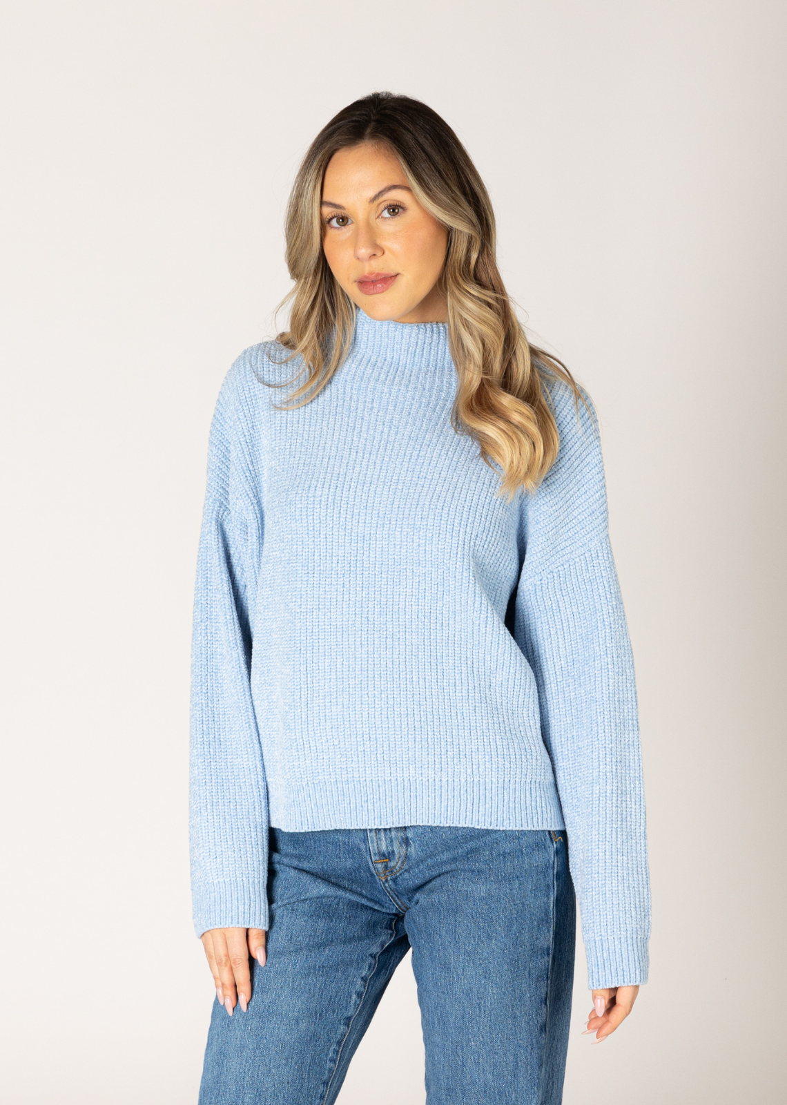 Add texture, warmth, and a serious dose of fashion this season with our must-have chenille textured sweater. The pretty pastel hues make this an easy go-to for weekend and casual outfits. Its luxurious, soft handfeel provides unparalleled comfort, while the rich texture adds an eye-catching element to any ensemble.