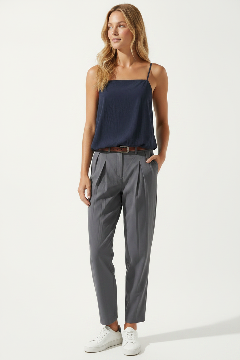 Maisie Bubble Cami Top - Navy