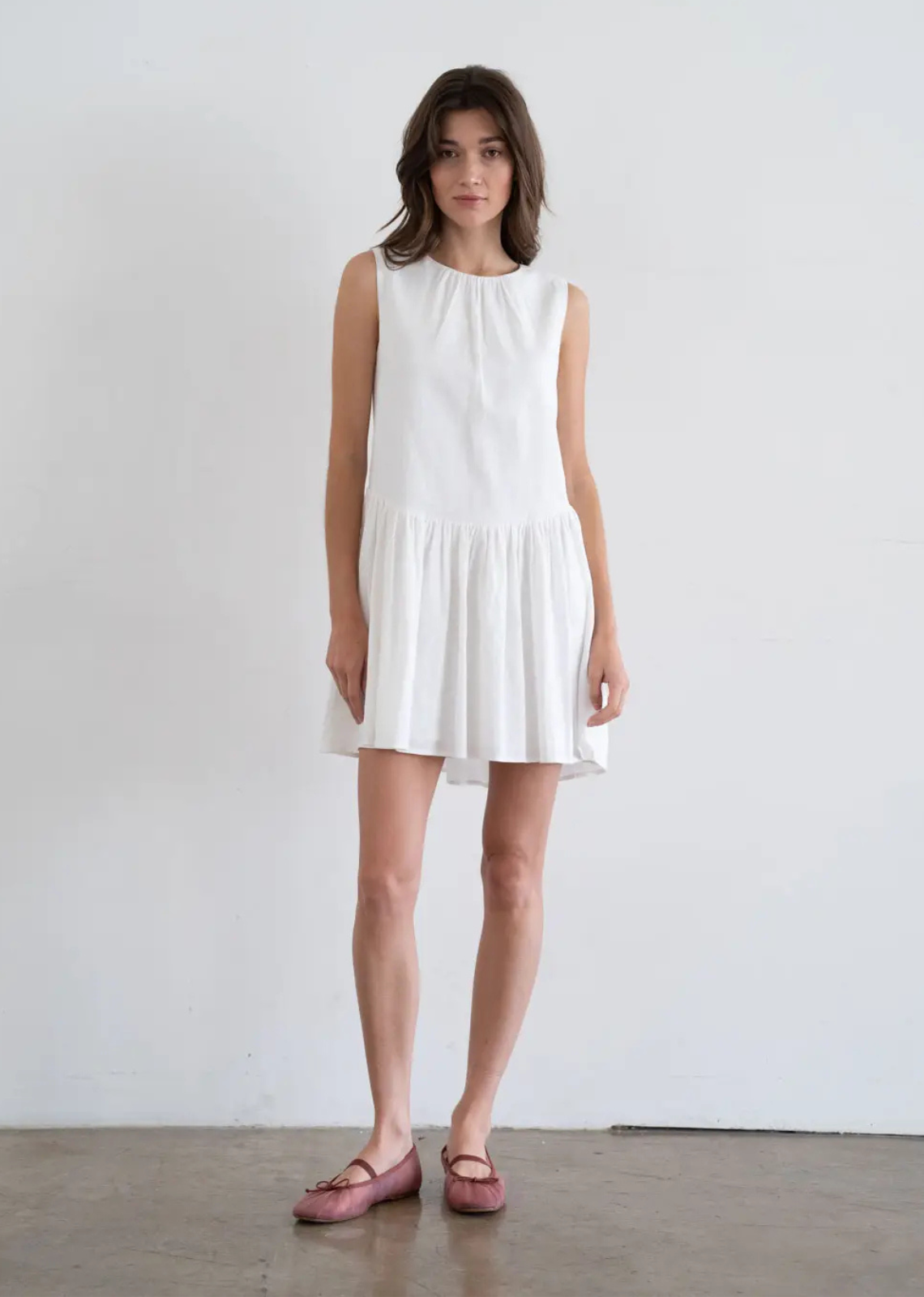 Marlowe Drop Waist Mini Dress - White