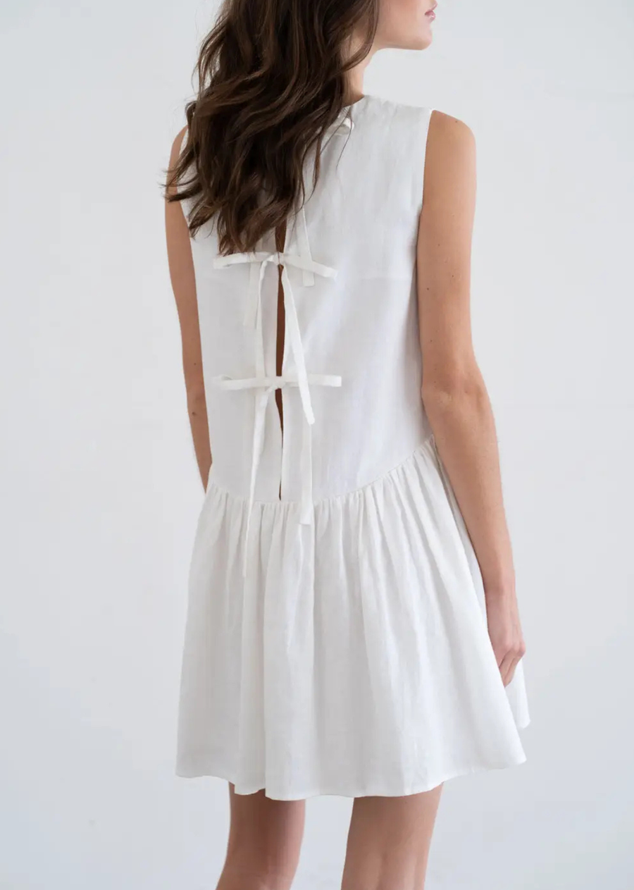 Marlowe Drop Waist Mini Dress - White