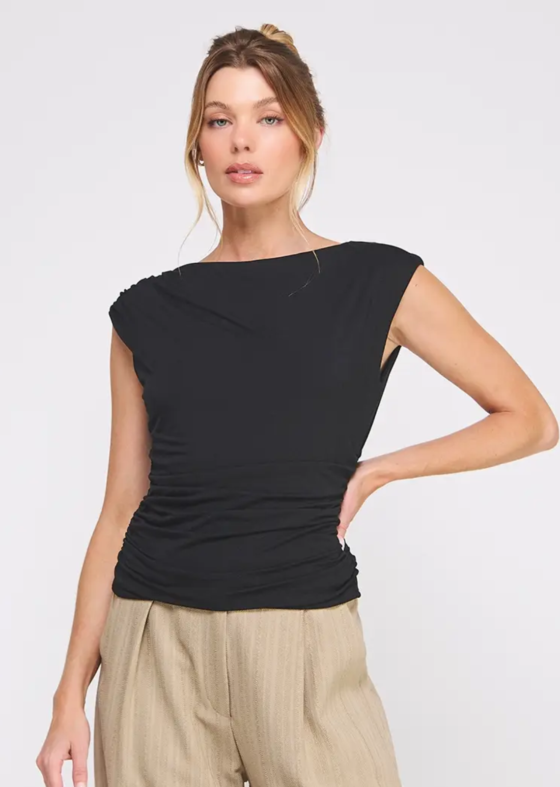 Millie Scrunch Top - Black