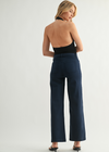 Mini Patch Pocket Wide Leg Jeans - Navy