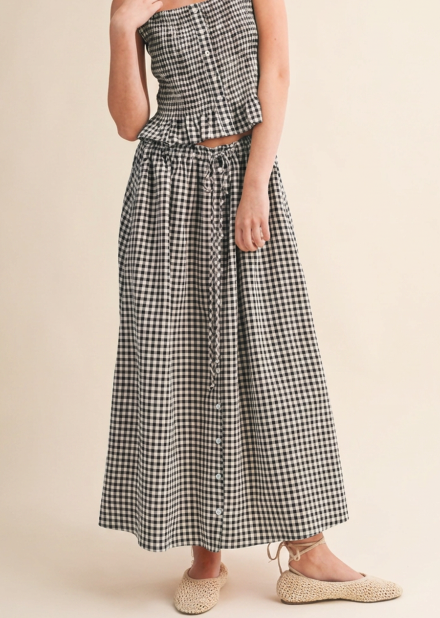 Ray Gingham Skirt - Black