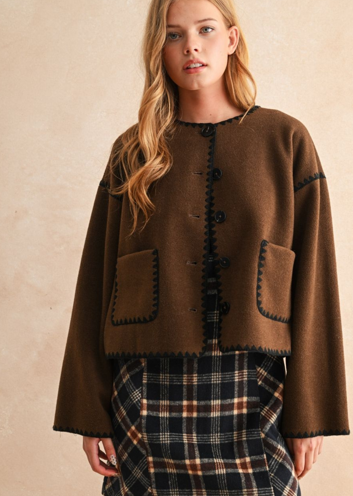 Nina Contrast Stitch Jacket