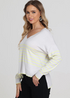 525 America Noor Stripe Oversized V-Neck Pullover. A pullover like this one, is a must-have in every wardrobe. Pair it with your favorite denim for a laid-back look or layer it over leggings for a stylish loungewear ensemble.