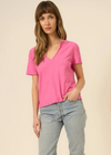 Project Social T Plata Notched Tee- Love Potion Pink. Looking perfect in Plata.  Our Plata Notched Tee is your new casual weekend style BFF. It features a notch neckline, raw edges, and a relaxed fit for a well-loved feel. Made in a soft 100% cotton slub fabric, it's perfectly comfortable and casual when dressed both up or down. The only difficult part about Plata? Deciding which color (or 3) to buy.