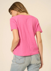 Project Social T Plata Notched Tee- Love Potion Pink. Looking perfect in Plata.  Our Plata Notched Tee is your new casual weekend style BFF. It features a notch neckline, raw edges, and a relaxed fit for a well-loved feel. Made in a soft 100% cotton slub fabric, it's perfectly comfortable and casual when dressed both up or down. The only difficult part about Plata? Deciding which color (or 3) to buy.