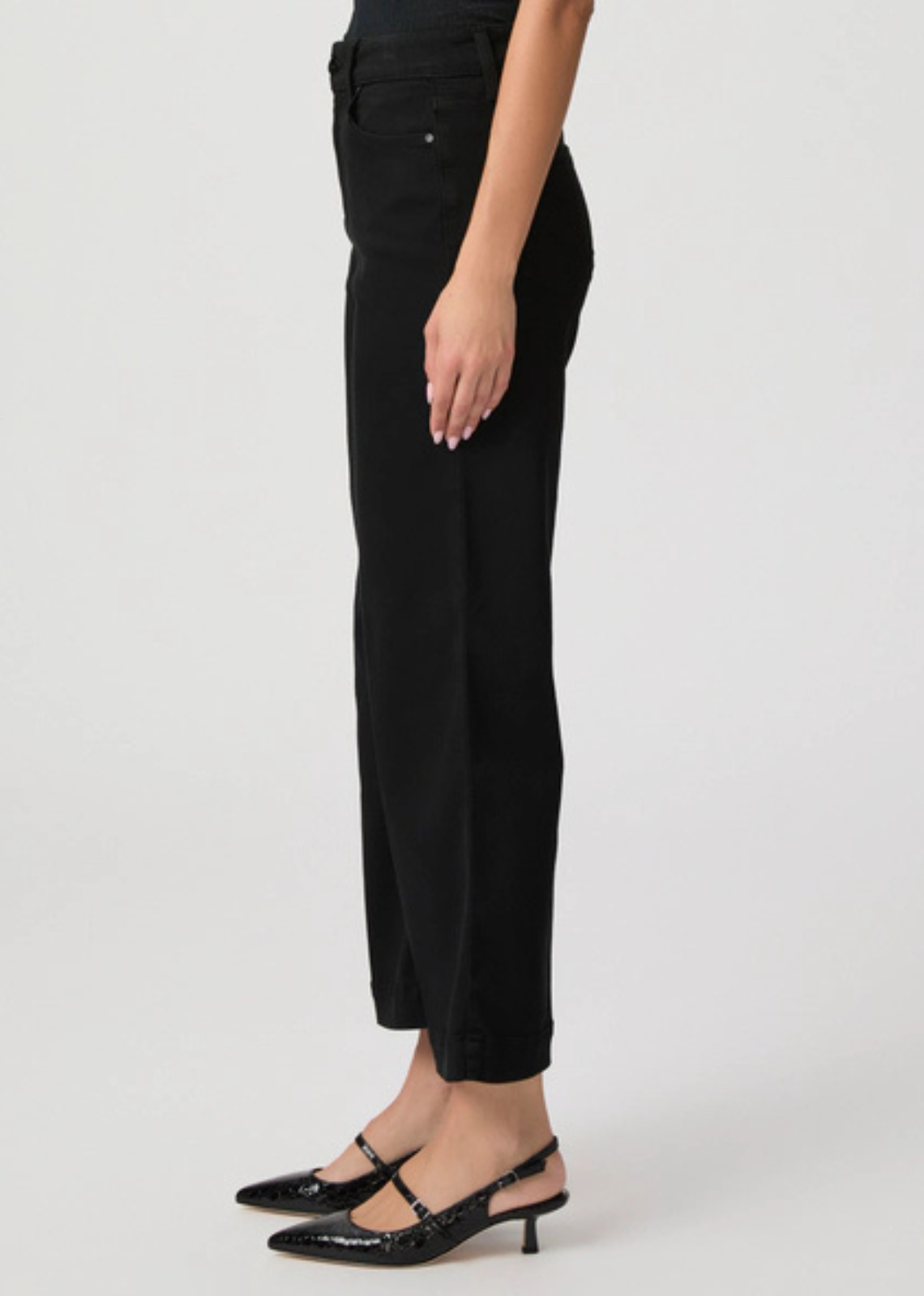 Paige Anessa Wide Leg Jean - Black Shadow