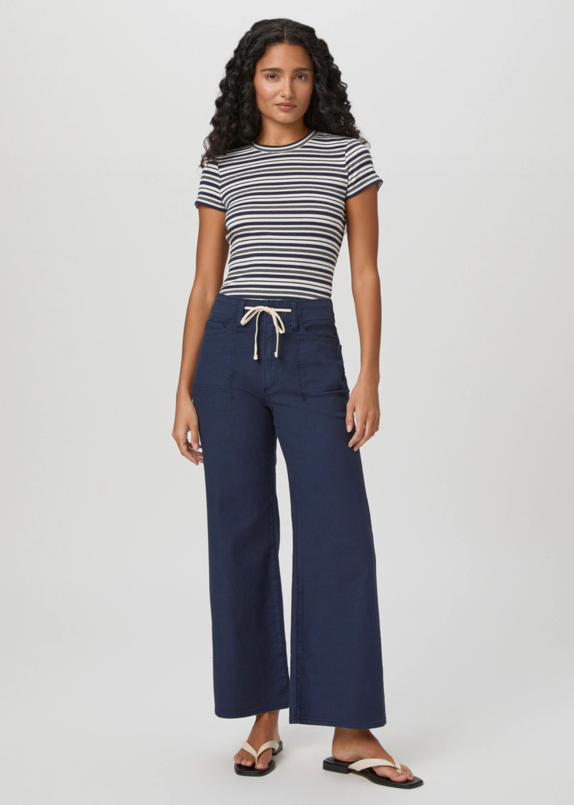 Paige Ari Wide Leg Pant - Vintage Navy Seascape