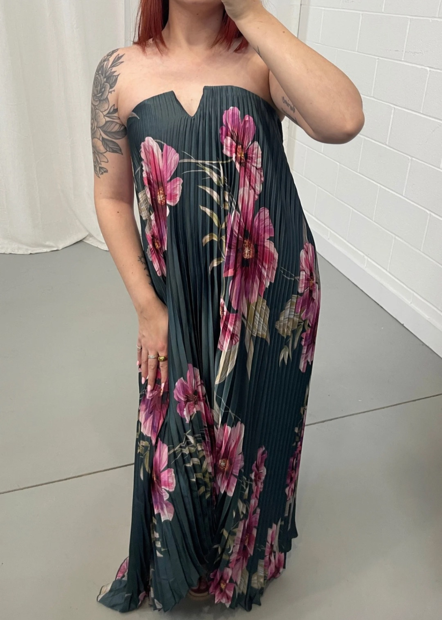 Penny Pleated Strapless Dress