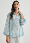 Rails Banks Top- Cambria Stripe. Yarn-dyed in Cambria stripe with a half-henley neckline, the Banks is a luxe linen shirt that goes from swimsuit cover-up to everyday wear.